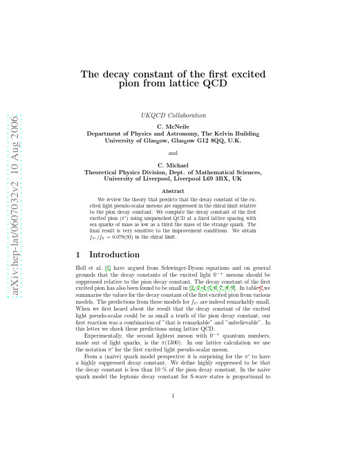 The decay constant of the first excited pion from lattice QCD