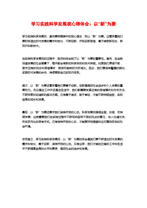 学习实践科学发展观心得体会：以“新”为要