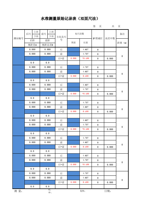 三四等水准数据编辑 生成原始记录表 水准导线复测 