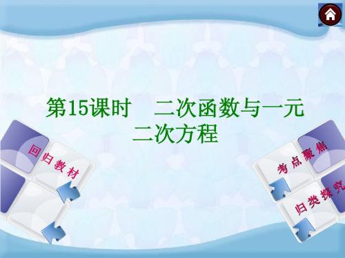 【2014中考复习方案】(苏科版)中考数学复习权威课件：15二次函数与一元二次方程