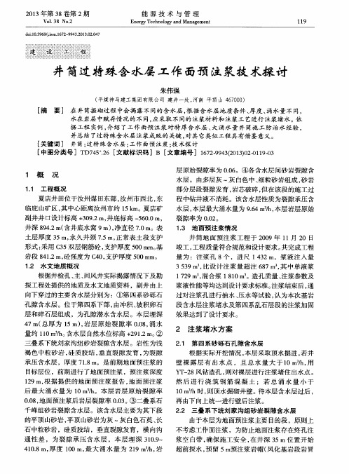 井筒过特殊含水层工作面预注浆技术探讨