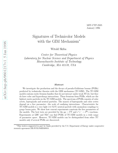 Signatures of Technicolor Models with the GIM Mechanism