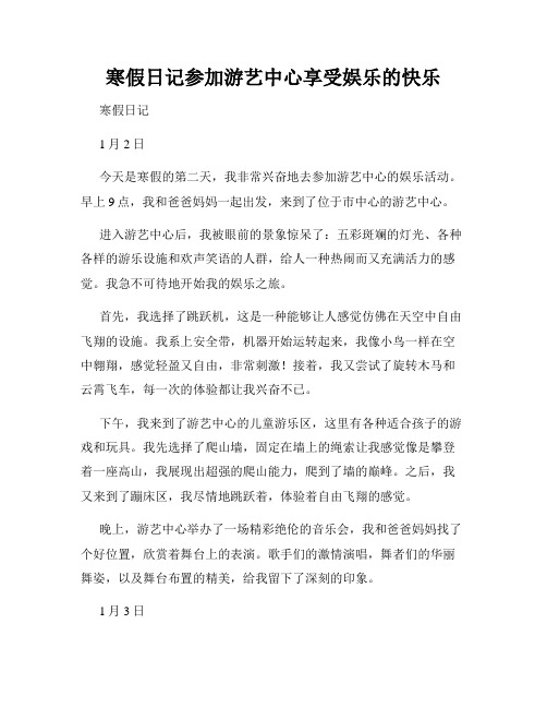 寒假日记参加游艺中心享受娱乐的快乐