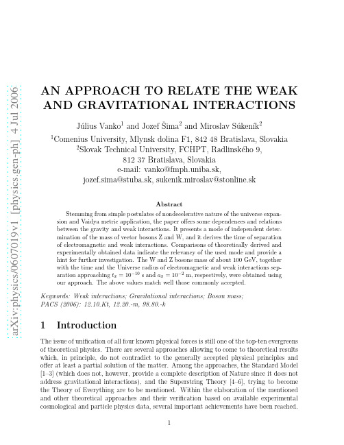 An Approach to Relate the Weak and Gravitational Interactions