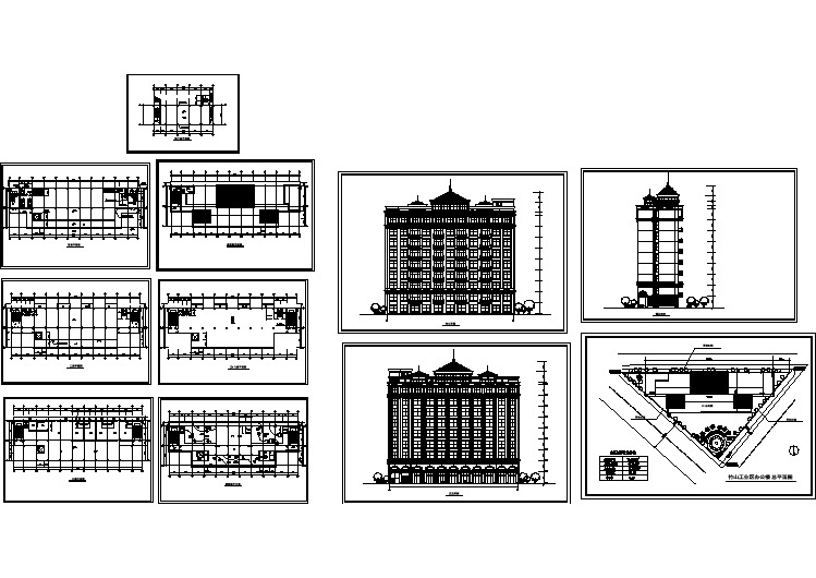 大型商务楼全套施工平立面图CAD图纸