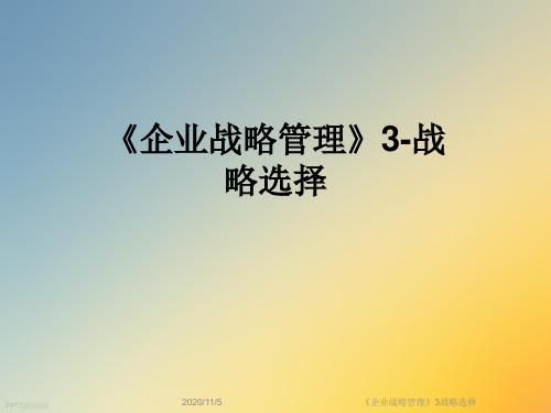 《企业战略管理》3战略选择