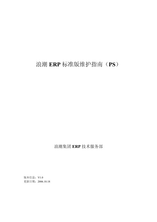 浪潮ERP标准版维护指南(浪潮ERP、GS、PS等)