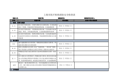 医疗机构消防安全检查表