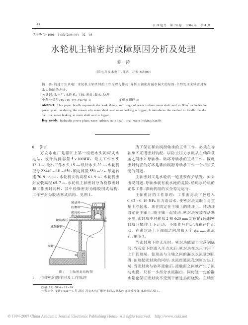 水轮机主轴密封故障原因分析及处理