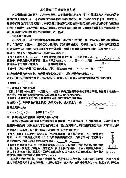 高中物理中的弹簧问题归类教师版