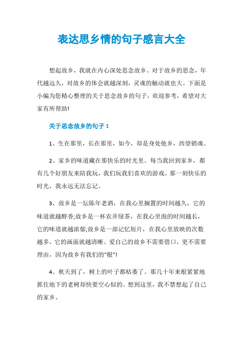 表达思乡情的句子感言大全