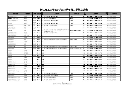 浙江理工大学第二学期全校本科生总课表