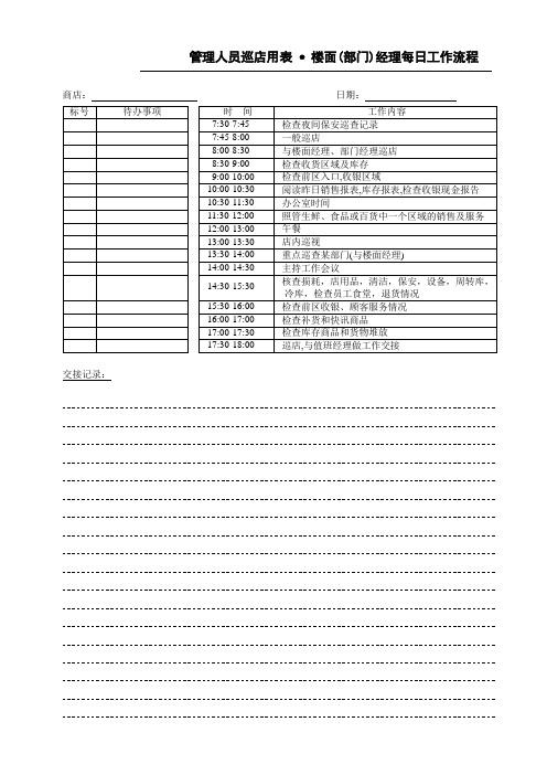 管理人员巡店表格汇