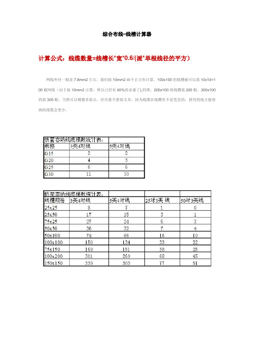 综合布线线槽计算