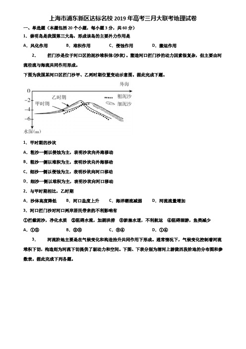 上海市浦东新区达标名校2019年高考三月大联考地理试卷含解析