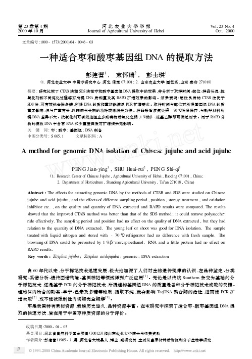 一种适合枣和酸枣基因组DNA的提取方法