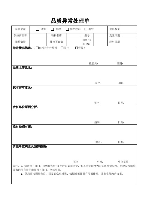 质量异常处理单