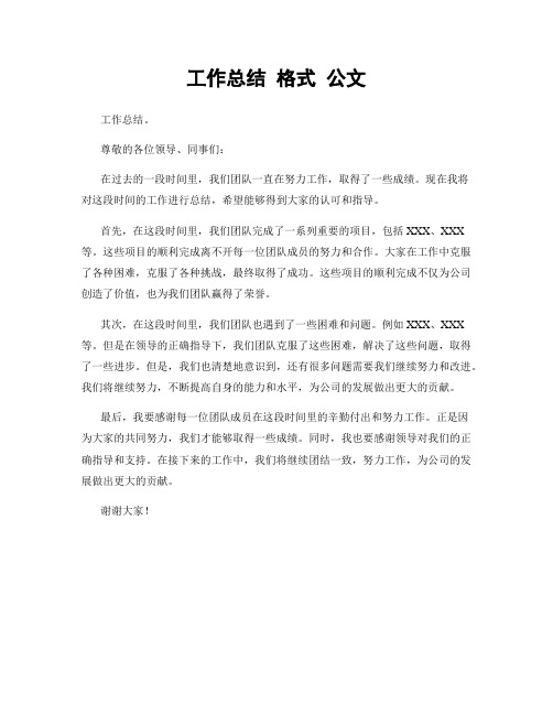 工作总结 格式 公文