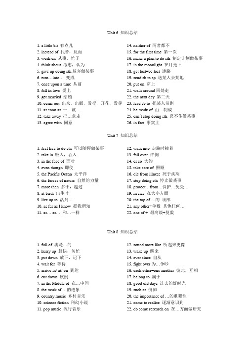 八下Unit 6-10 知识总结