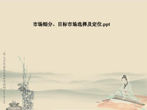 市场细分、目标市场选择及定位
