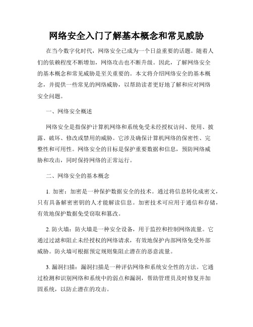 网络安全入门了解基本概念和常见威胁