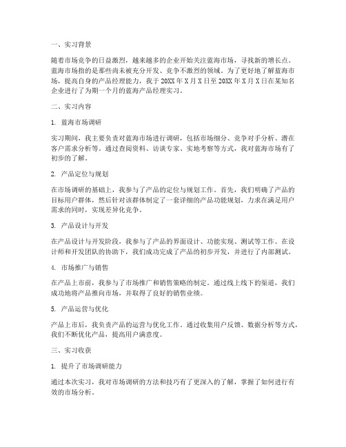 蓝海产品经理实习报告