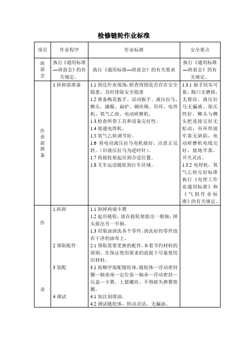 检修链轮作业标准