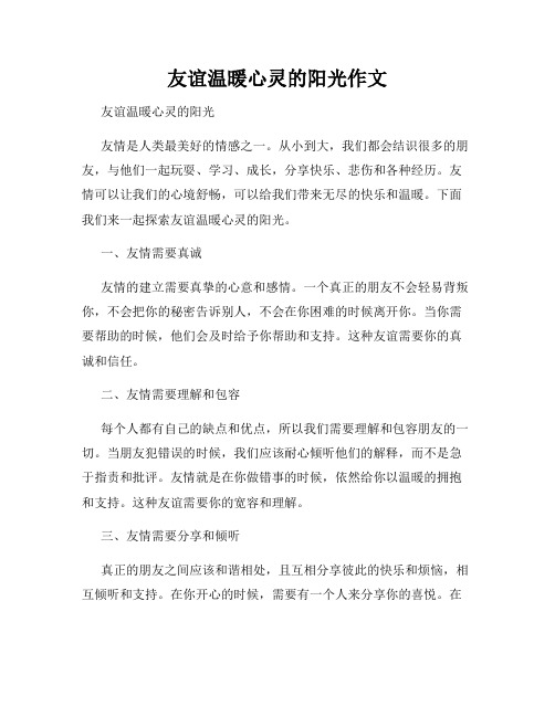 友谊温暖心灵的阳光作文