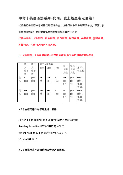 2021中考｜英语语法系列-代词,史上最全考点总结!