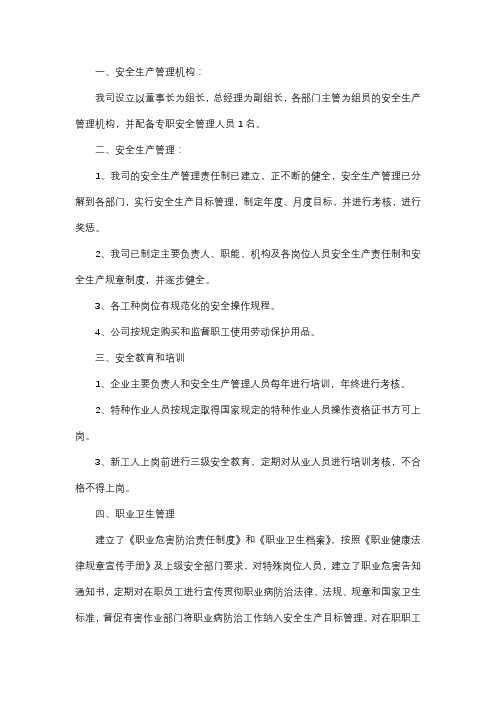 企业安全生产三同时评价报告