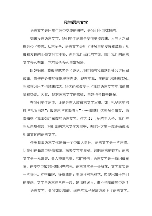 初一作文:我与语言文字作文600字