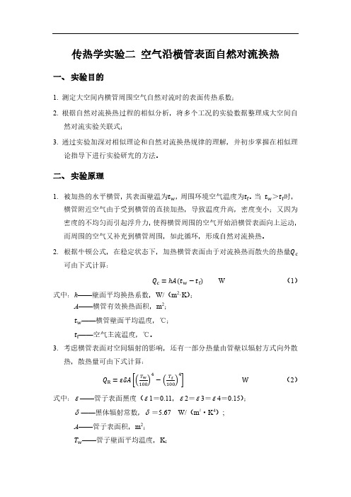 山大传热学实验二空气沿横管表面自然对流换热实验-2023 (2)