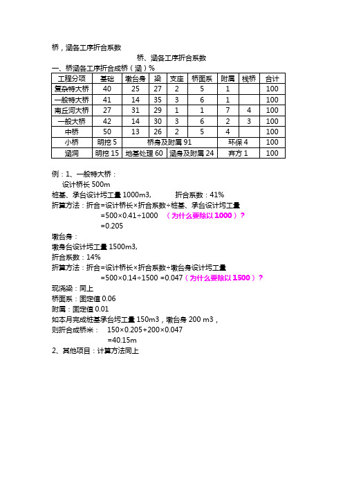 桥、隧道、涵洞折合系数计算方法