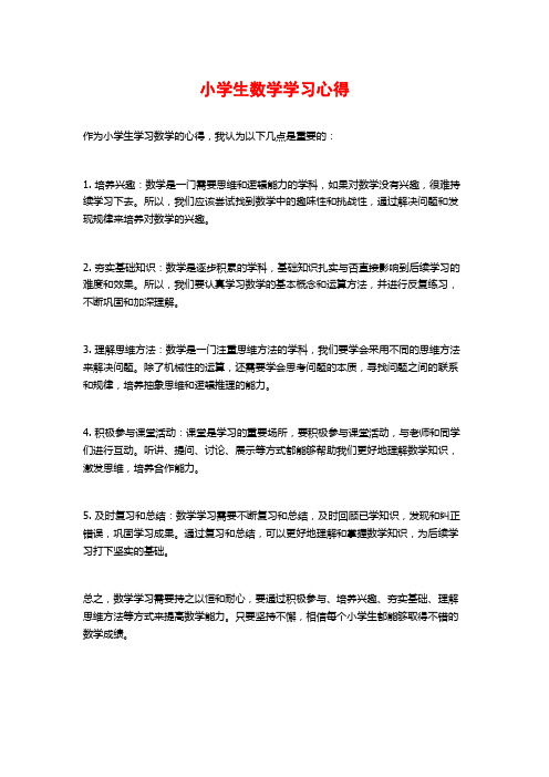 小学生数学学习心得