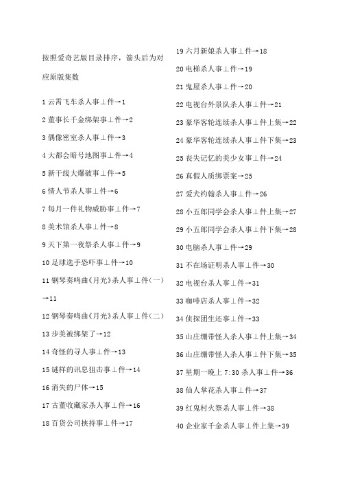 名侦探柯南中日对照集数一览表