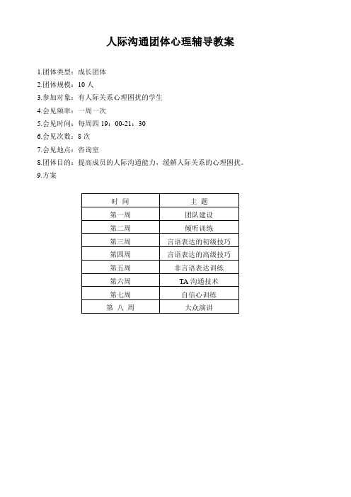 人际沟通团体辅导教案