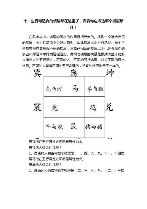 十二生肖最适合的楼层都在这里了，看看你应该选哪个楼层最旺！