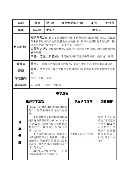 【北师大版】五年级下册数学教案-8.1 复式条形统计图