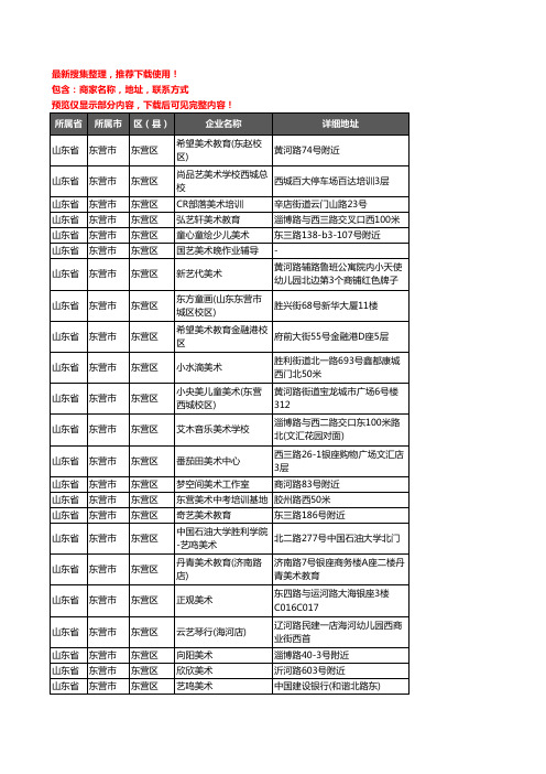 新版山东省东营市东营区美术机构企业公司商家户名录单联系方式地址大全135家