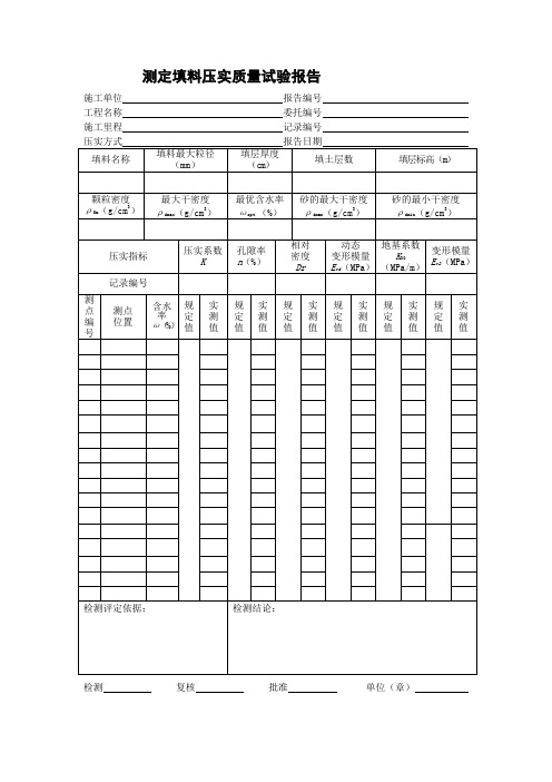 测定填料压实质量试验报告