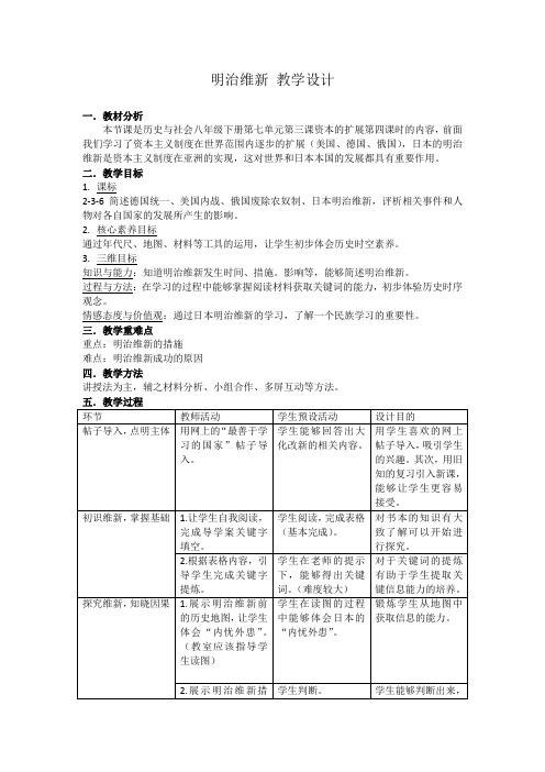 明治维新教学设计公开课