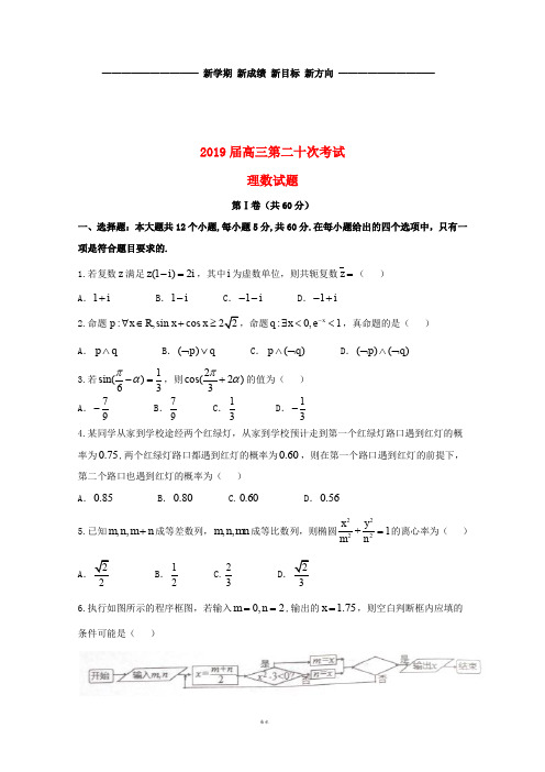 高三数学第二十次考试试题 理 新人教版