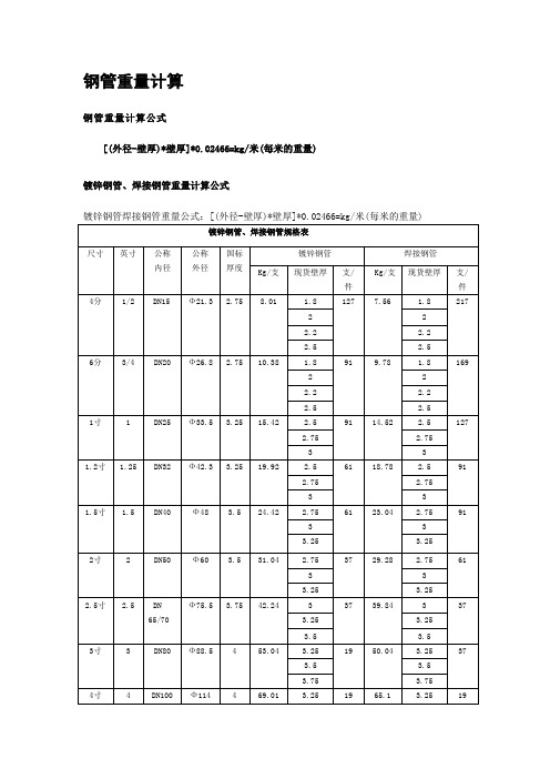 钢管重量计算