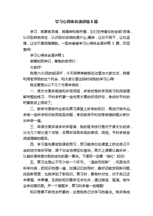 学习心得体会演讲稿5篇