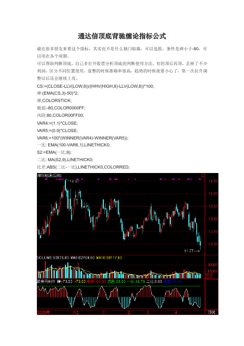 【炒股必下载的公式】通达信顶底背驰缠论指标公式