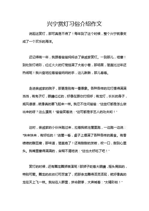 兴宁赏灯习俗介绍作文