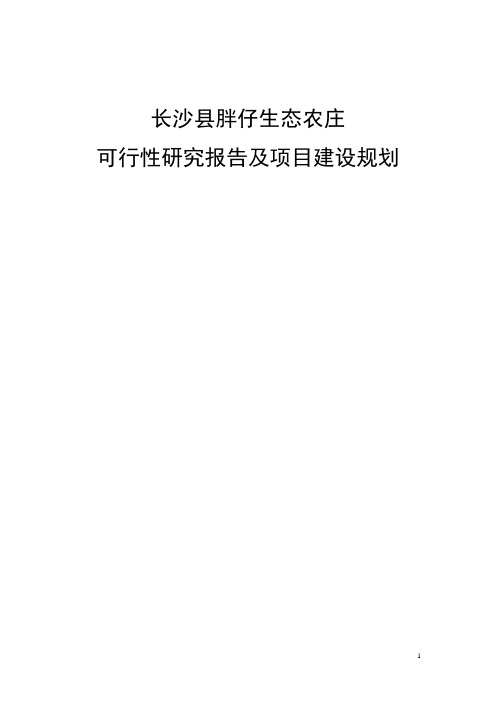 长沙县胖仔生态农庄可行性研究报告及项目建设规划