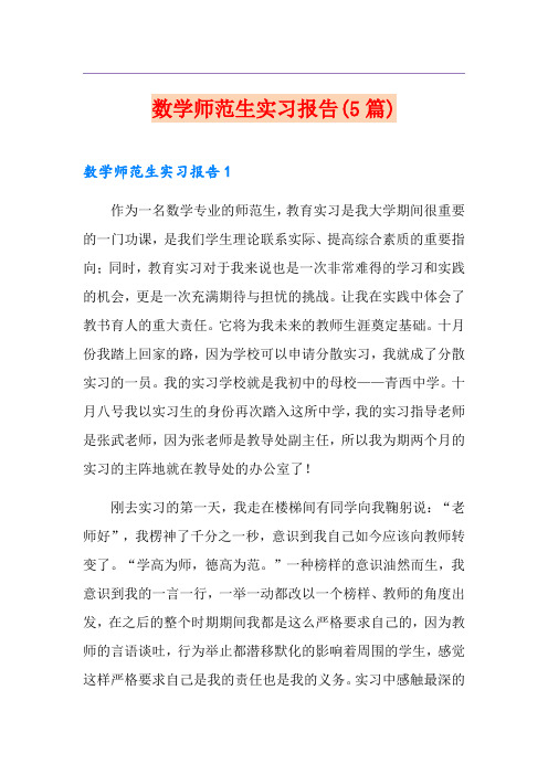 数学师范生实习报告(5篇)