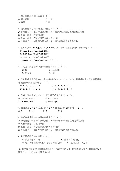 2015甘肃省C与数据结构链表考试技巧、答题原则