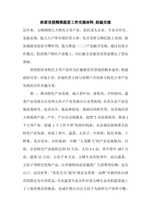 扶贫攻坚精准脱贫工作交流材料_经验交流.doc